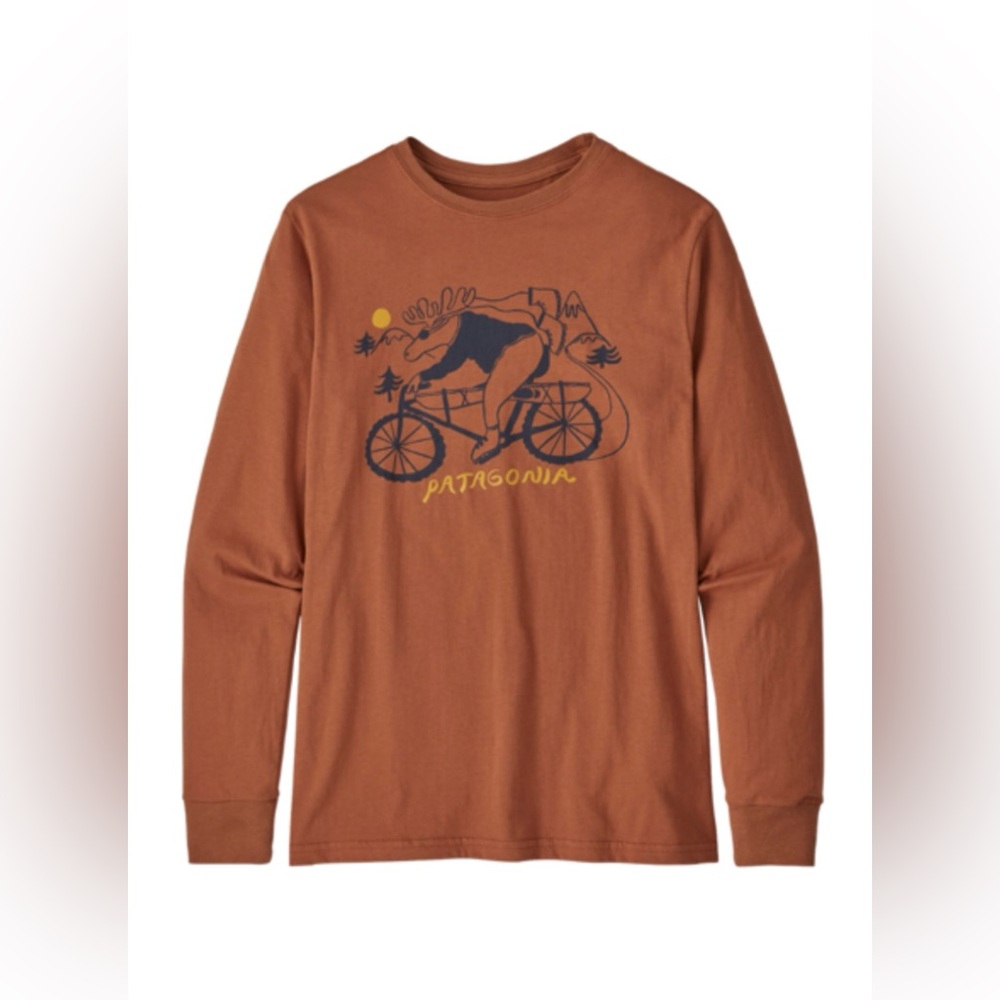 Patagonia Boys Graphic 100% Organic Cotton Long-Sleeve T-Shirt Size L (12)